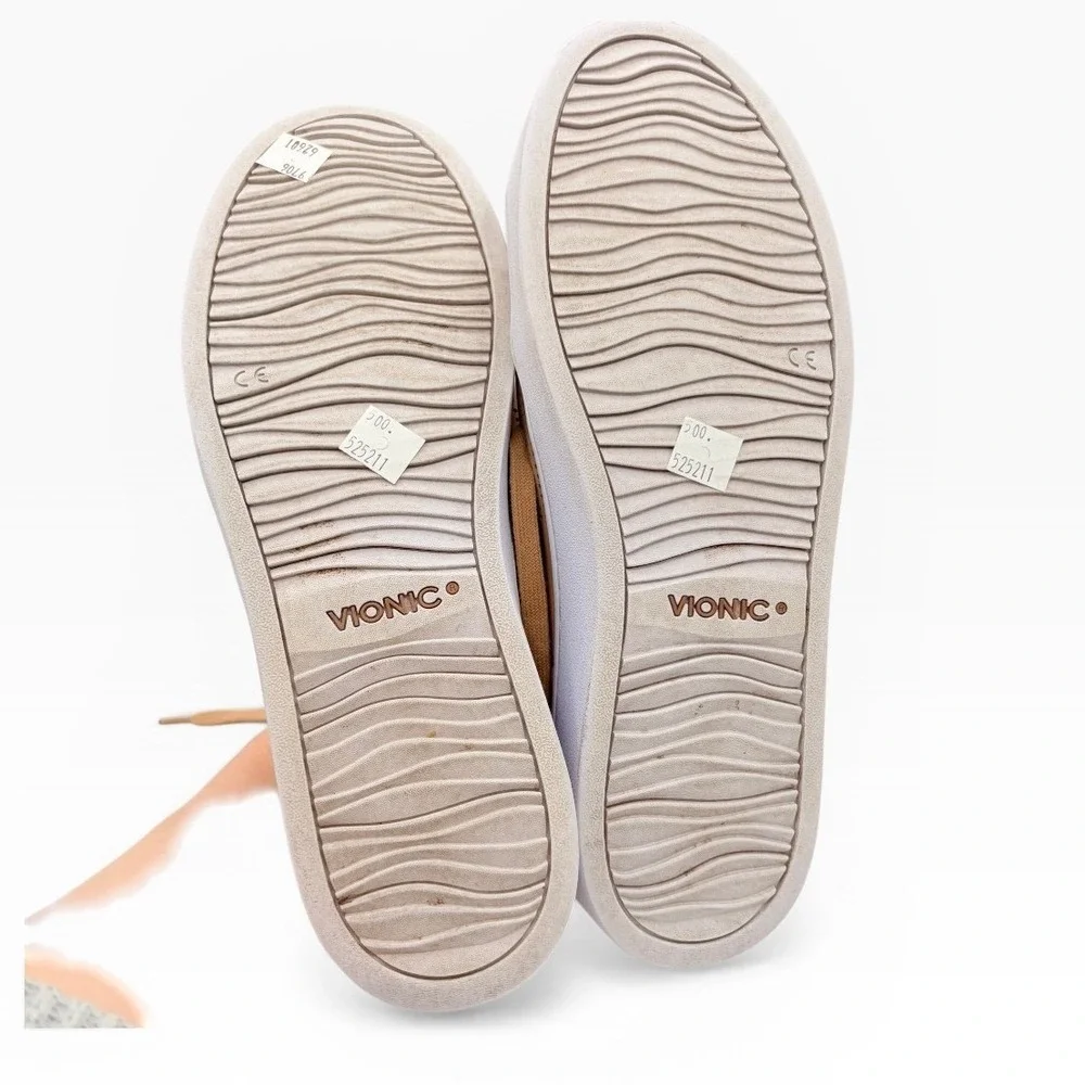 Vionic Honey Sneaker 8.5 Tan Leather Snakeskin Orthotic Low‎ Top Lace Up Shoes